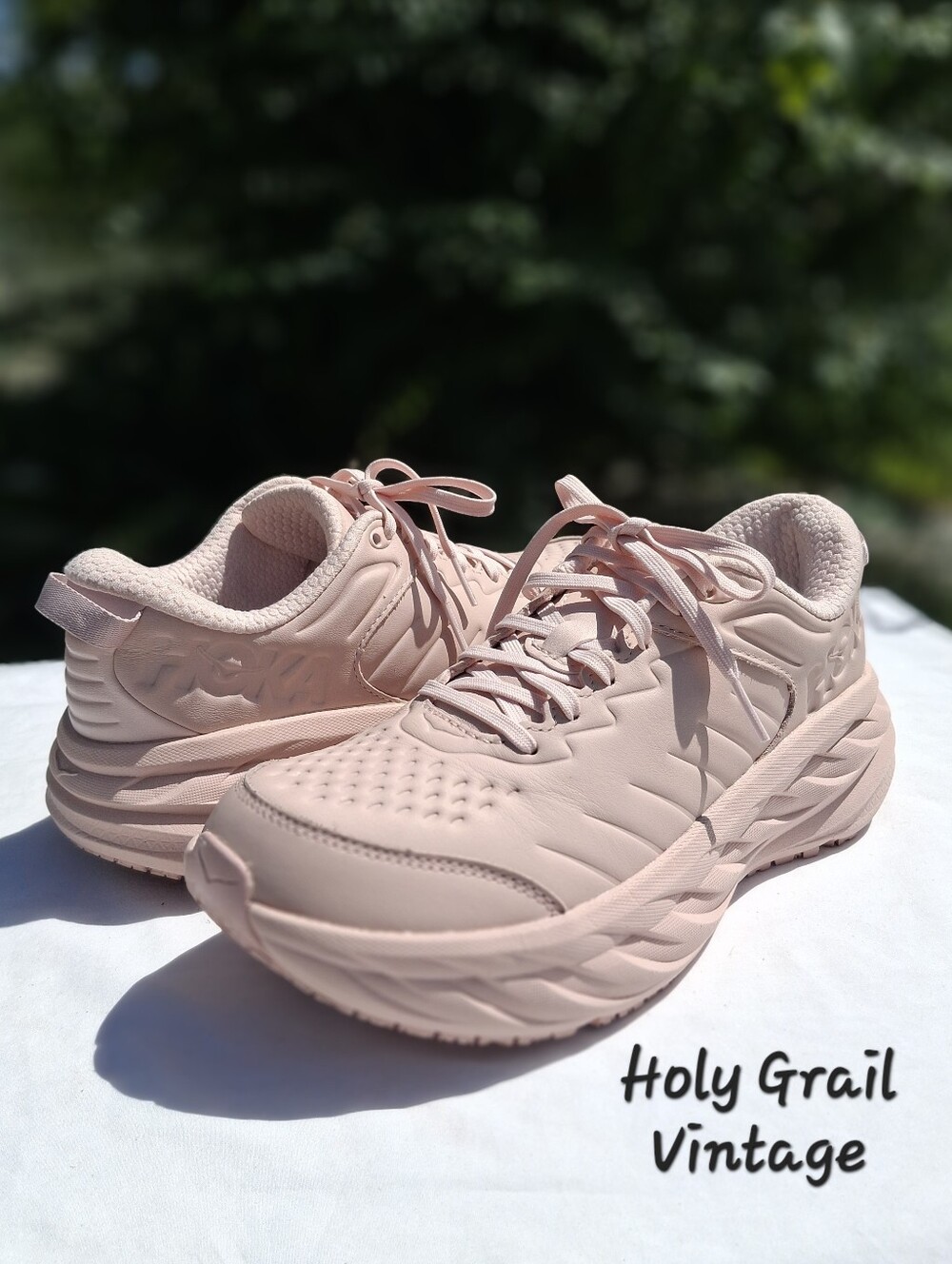 Hoka One One Women's Bondi SR Slip/Water Resistant Peach Whip Leather Sneakers 9